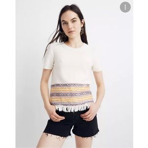 Madewell Fringed Jacquard Sweater Tee Top L2974